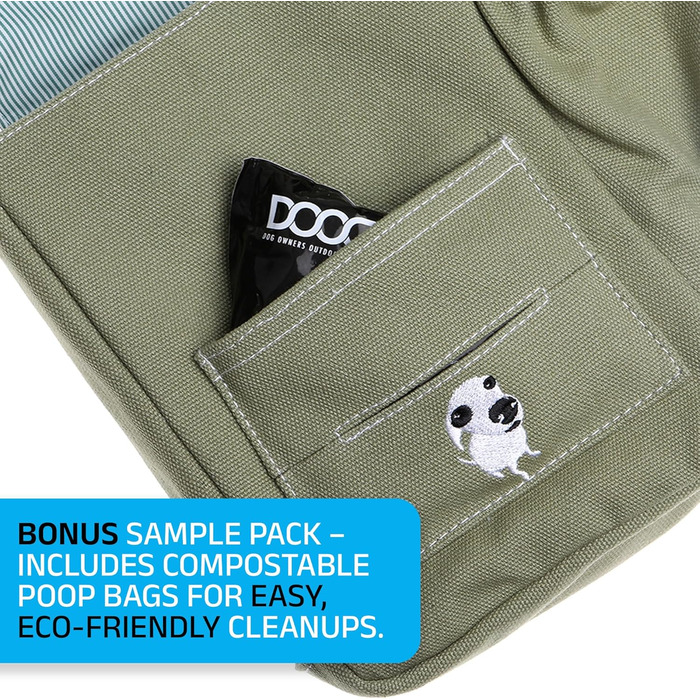 Сумка для прогулянок з собакою DOOG – регульована сумка для ласощів з відділенням для пакетів для вигулу та пляшкою води – зручна для щоденного використання (зелена)