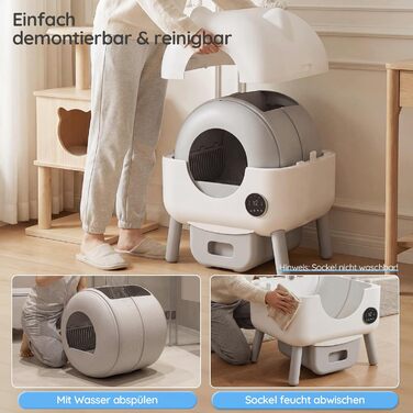 Автоматичний лоток для котів Devoko з самоочищенням, великий об'єм, керування через додаток, LED-підсвічування, для котів до 12 кг, килимок в комплекті