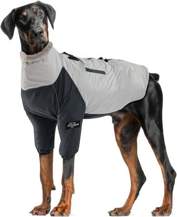 Водонепроникний та вітронепроникний теплий зимовий одяг для собак середніх та великих порід. Куртка для собак, спортивна жилетка для собак, теплий костюм для собак з кріпленням для шлейки та кишенею. Підходить для прогулянок, походів та подорожей. Сірий к