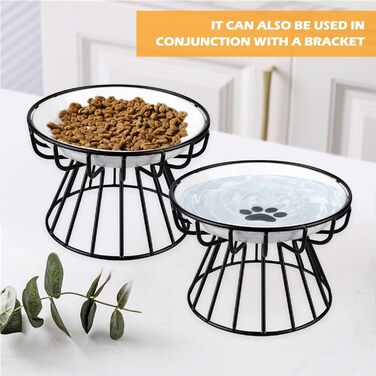 Набір мисок для котів з кераміки, 6 шт. - миски для корму та води (15x2,6 см)