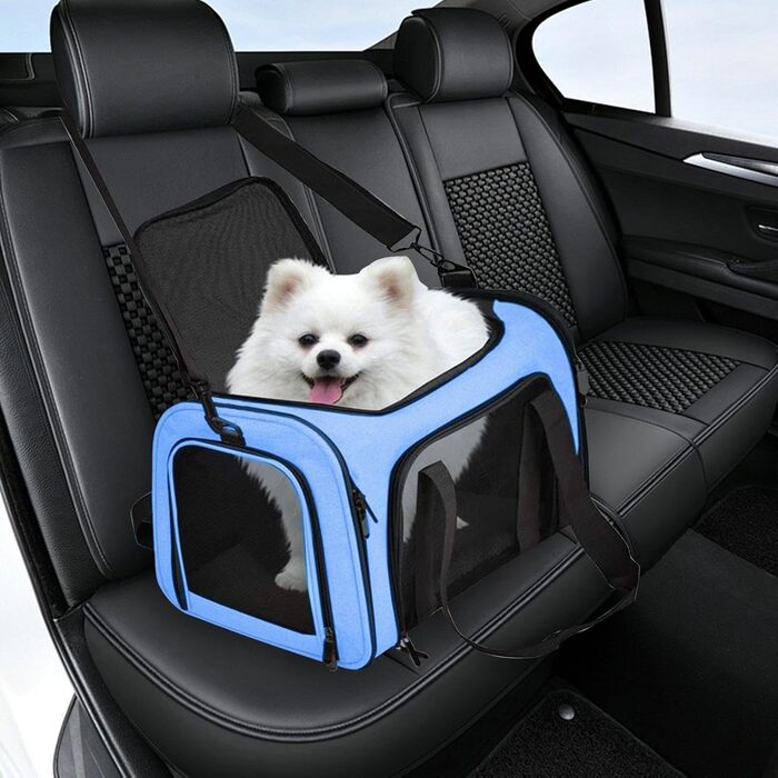 Транспортна переноска для тварин, сумка-переноска, переноска для собак, портативна, багатофункціональна, м'яка, складана, стабільна, безпечна, блакитна