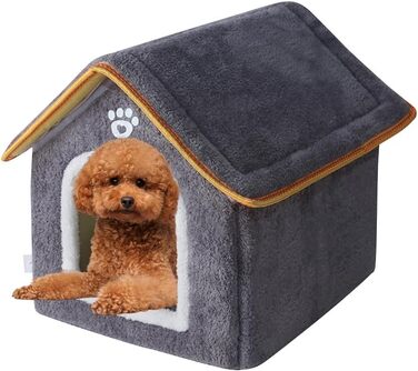 Кімната для домашніх тварин Galatée: тепле ліжко-печера для котів, миле складне котяче будиночок, зручне ігралу для собак, цуценят, кошенят та кроликів (M, сірий)