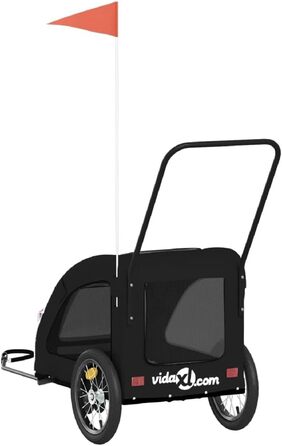 Фургон для собак VidaXL - чорний, 45 кг, Oxford-Gewebe, з прапором та відбивачами