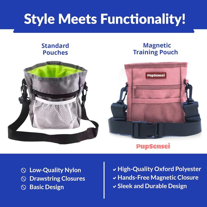 Сумка для ласощів для собак Leckerlibeutel – рожева, з магнітною застібкою та дозатором кульок, 3 відділення