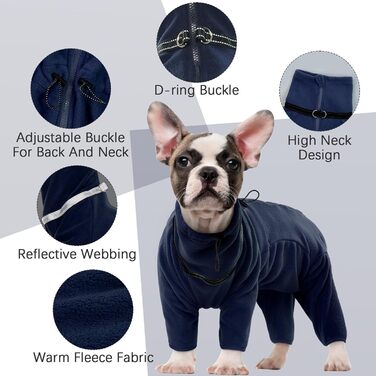 Теплий зимовий пуловер для собак з інтегрованим дзвоником, фліс, для малих, середніх та великих собак, зелений (L, Blue)