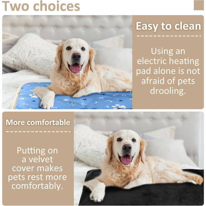 Електричний килимок для домашніх тварин Hillylolly, 70x50 см: підігрівач для собак та котів з регулюванням часу та температури