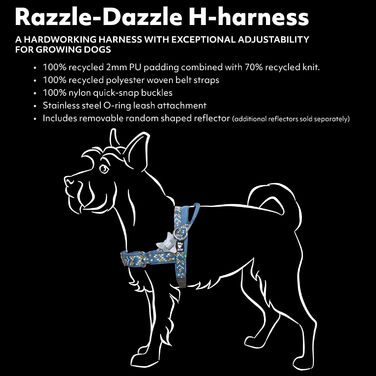 Шлея для собак Hurtta Razzle-Dazzle H, регульована, зелена, 45,7–55,9 см