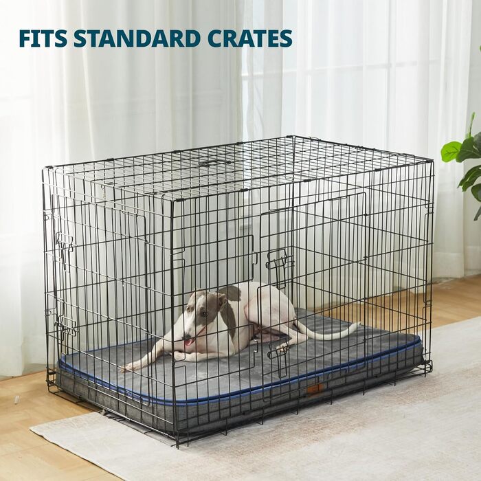 Ортопедичне собаче ліжко з memory foam, велике, сіре, водонепроникне, знімний чохол, 10.2 см, з блискавкою