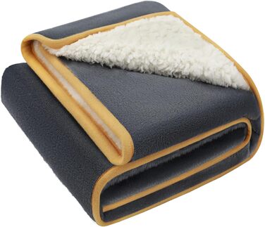 Водонепроникний килимок для собак Luciphia, миючий, для великих та середніх собак та котів, теплий та м'який фліс Sherpa, для дивану, ліжка, авто (Сірий, 100 x 145 см)