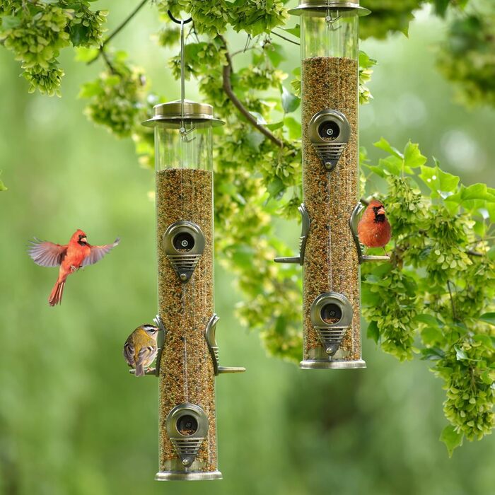 Годівниця для птахів Mixxidea з металевої труби, для зовнішнього використання, 6 гнізд, бронзова