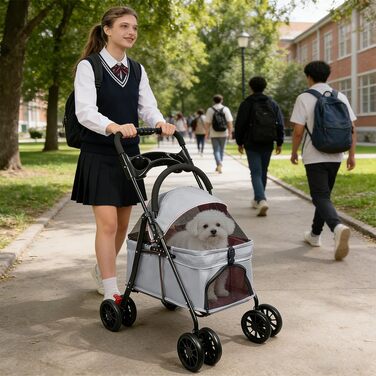 Дитяча коляска для собак та котів Homewell, складана, до 20 кг, сіра