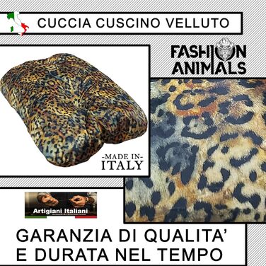 Овальне ліжко для домашніх тварин з велюру – М'яке лежанка для собак та котів. Лежанка з принтом леопарда, Made in Italy
