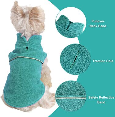 Тепла флісова жилетка для собак, пухнастий пуловер для цуценят, одяг для маленьких собак, дівчаток та хлопчиків (XXS, блакитний, зелений)