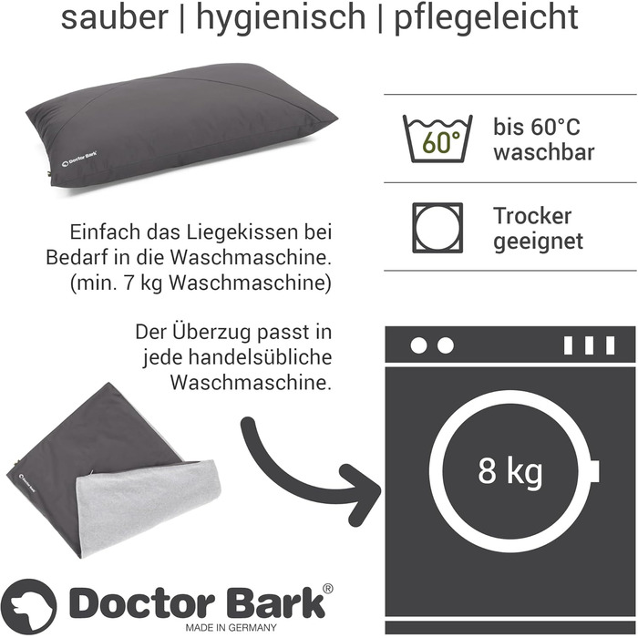 М'яке ліжко для собак великих порід Doctor Bark GreenLabel - ліжко-подушка, зелений колір, велике (L), знімний чохол, легко миється