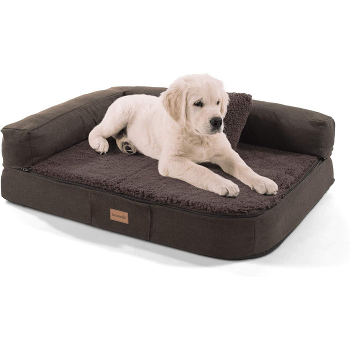 Ортопедичне собаче ліжко Brunolie Odin, зручне та миється, розмір S (80x60 см), колір темно-коричневий