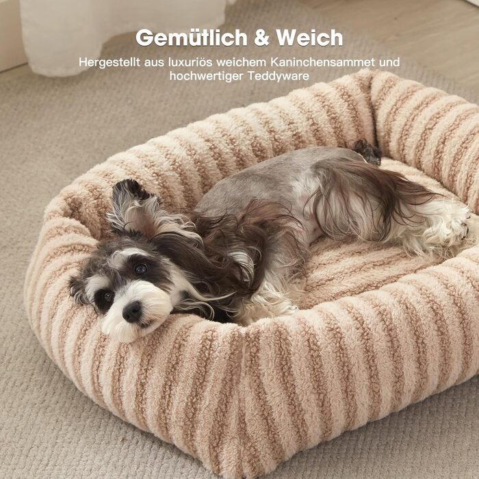 Лежанка для собак середнього розміру, 64 x 54 x 18 см, знімний чохол, тепла, м'яка, антиковзаюча, бежева