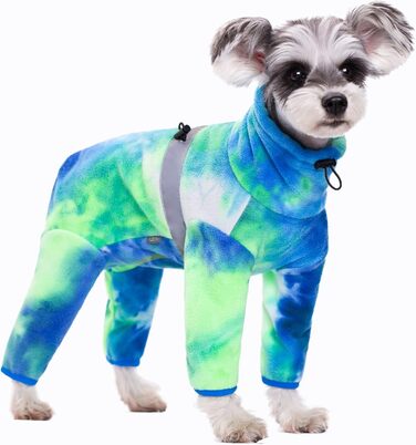 Піжама для собак з полярного флісу, для маленьких та середніх собак, зимова куртка та светр, теплий одяг для чотирилапих (X-Large, колір батик - блакитний)