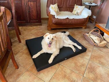 Килимок для собак Tina Grosse: великий, середній та малий розмір - м'яке ліжко для собак з еко-шкіри, миється, водонепроникний, зручний, довговічний, стійкий до зношування та розривів (XL | 100x80x8 см, Чорний)