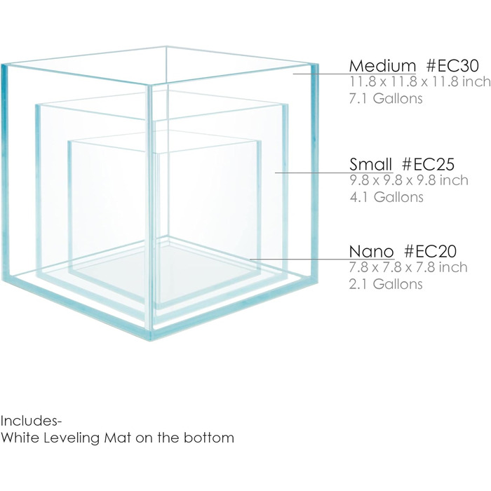 HIRO Aquatics Cube безрамковий акваріум з ультрапрозорого скла, 5 мм, з білим вирівнювальним килимком, опція кришки