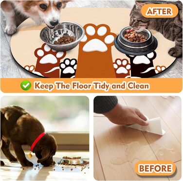 Підкладка під годівницю для собак, вбираюча, 61x40.5 см, нековзна, з гумовою основою, бежева, Paw