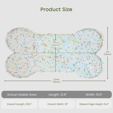 Килимок для годування собак та котів, силіконовий, з підвищеним бортиком, неслизький, водонепроникний, для цуценят та кошенят, підходить для собак та котів середніх розмірів, білий, 65х33 см