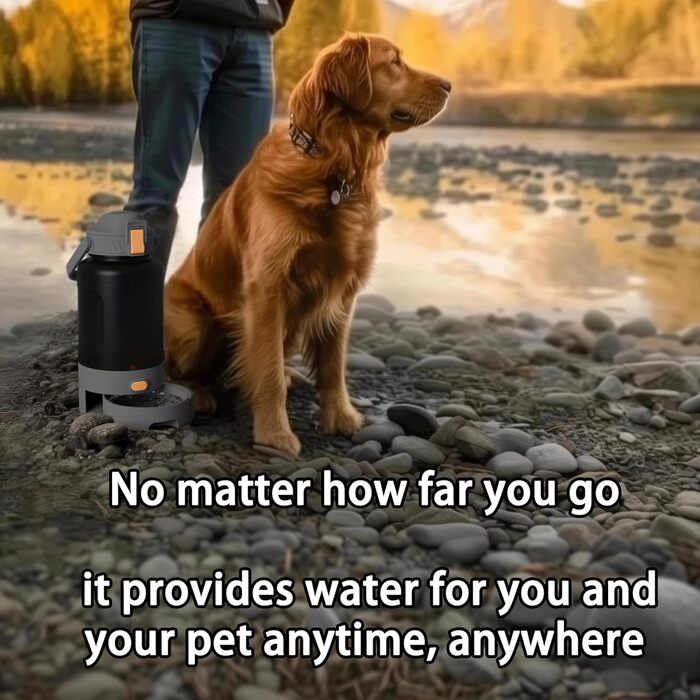 Вода для собак та людей: портативна пляшка з мискою 1,4 л, білий колір