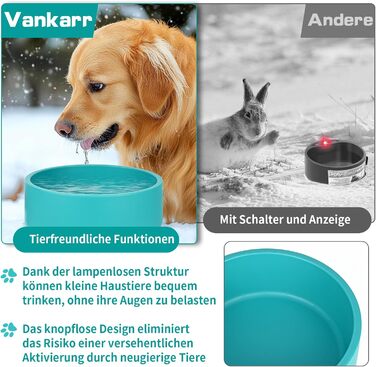 Нагрівальний миска для собак Vankarr 3.2L з термостатом. Захист від укусу кабелю 200см. Підходить для собак, котів, курей та кроликів.