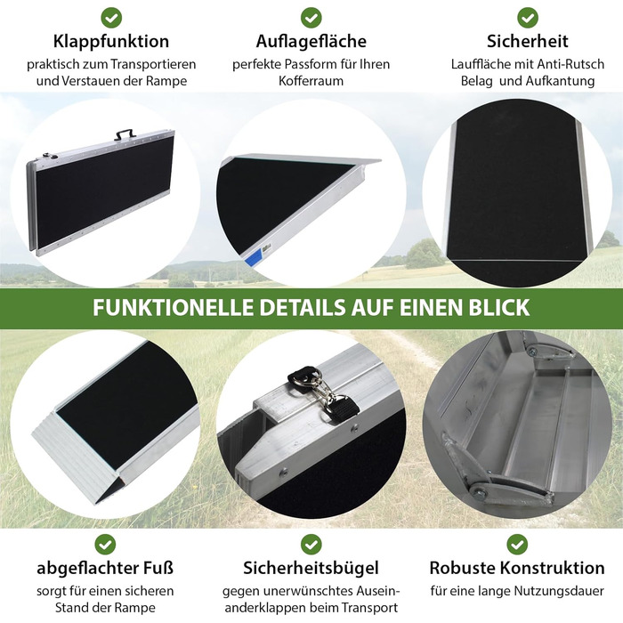 Рампа для собак TRUTZHOLM, розкладна, 215 см, вантажопідйомність 180 кг, алюміній, сірий/чорний, з сумкою