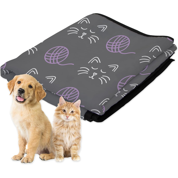 Килимок для тварин на вулицю та в будинок, 127 x 152,4 см, зручний, водонепроникний, для пікніків та подорожей, складаний, сірий, орхідея