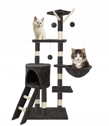 Ігровий комплекс для котів: дерево-драпалка з будиночком та лежаком, 138 см, F014