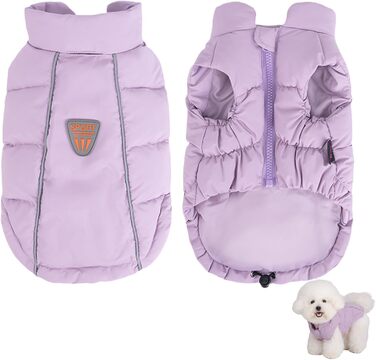 Водонепроникна та вітрозахисна жилетка для собак з D-кільцем, тепла зимова куртка для собак (Lila, S)