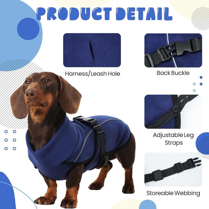 Тепла зимова куртка для собак Dacke Hundemante, XS, темно-синій: надійна захист та видимість