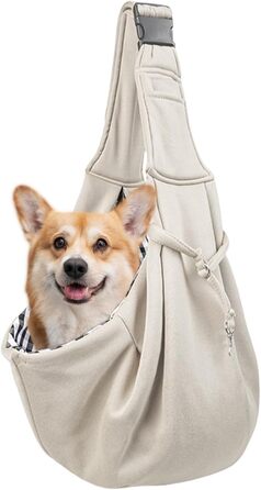 Сумка-переноска для собак та котів Zuasdvnk - дихаюча, зручна для прогулянок та подорожей, з регульованими ременями, бежева