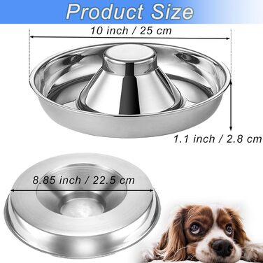 Набори мисок для цуценят Nexboraque (2 шт.) з нержавіючої сталі – 25,4 см, повільне годування, для кількох цуценят, собак та котів