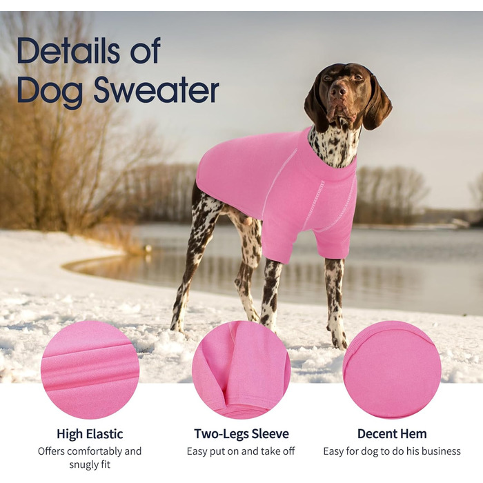 Теплий пуловер для собак IECOii з флісу, рожевий, 5XL (обхват грудей 93 см)