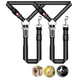 Ремінь для собак у багажник авто, 2 шт. - безпечна фіксація, для подорожей та транспортування, з еластичною амортизацією та міцними карабінами, підходить для всіх порід собак та котів