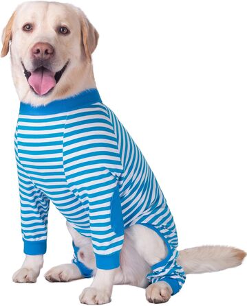 Піжама для собак, комбінезон, одяг для середніх та великих собак, дихаючий, з блискавкою, м'яка бавовна