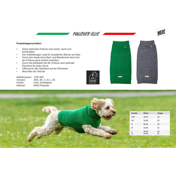 Пуловер CHIARA Ellie CHP-403GN-L, світшот, толстовка, зелений, розмір L, 100% поліестер