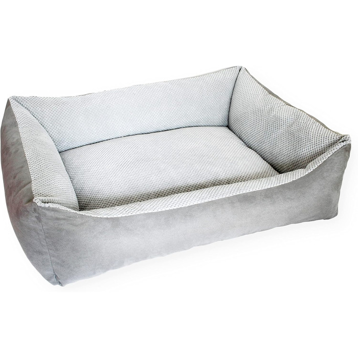 М'яке ліжко для собак Teo 120x100 см, сіре - знімний чохол, кошик для собак середніх порід
