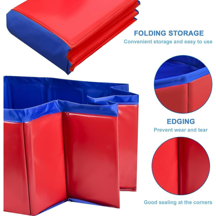 Надувний басейн для собак та котів, 60x20 см, блакитний/червоний, з неслизького ПВХ