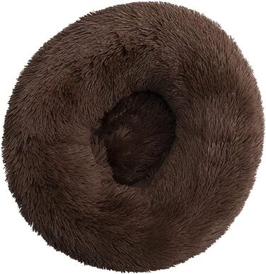 М'яке кругле ліжко для собак та котів Lukery з плюшу, зручне лежанка-пончик для собак та котів, м'яке ліжко для собак з плюшу для маленьких, середніх та великих тварин (110см, Темно-коричневий)