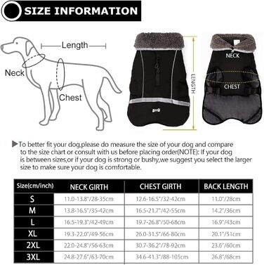 Зимовий одяг для собак QBLEEV: тепла, водонепроникна куртка з флісовою підкладкою, Rollkragen, для холодної погоди, розмір XL (Обхват грудей 50-79 см)