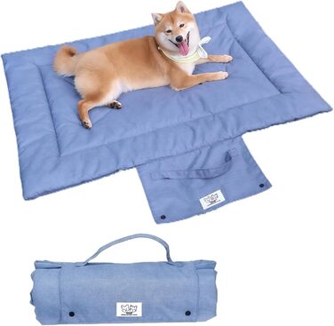 Лежанка для собак та котів, килимок для собак, портативна лежанка, вологостійка, складана, для відпочинку в дорозі, для внутрішнього та зовнішнього використання, кемпінг, подорожі (Блакитний, M)