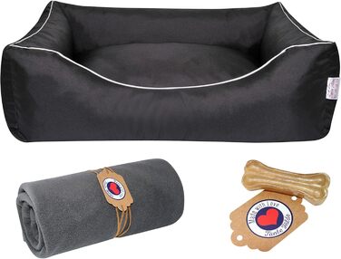 Ліжко для собак Tante Hilde Wangerooge Set з пуховою ковдрою, кошиком та подушкою. Міцне, миється, розміри на вибір. Преміум якість! (XXXL 120 x 90 см, підходить для німецької вівчарки, риджбека)