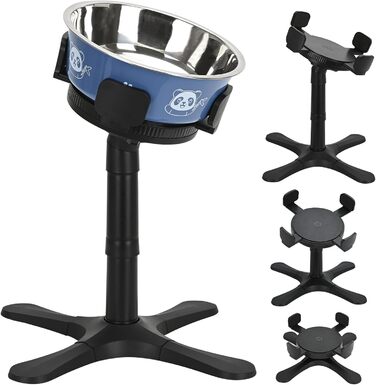 Підвищений годівниця для собак на підставці з нержавіючої сталі, 3 регульовані висоти, годівниця з ABS-пластику для маленьких/середніх/великих собак, неслизька (чорний-L) Для середніх та великих собак