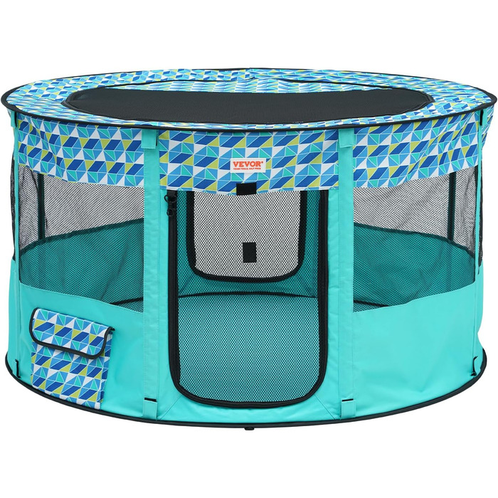 Вольєр для цуценят VEVOR розкладний, 812 x 609 x 558 мм, з мискою, 600D Oxford, для собак та інших тварин, блакитний