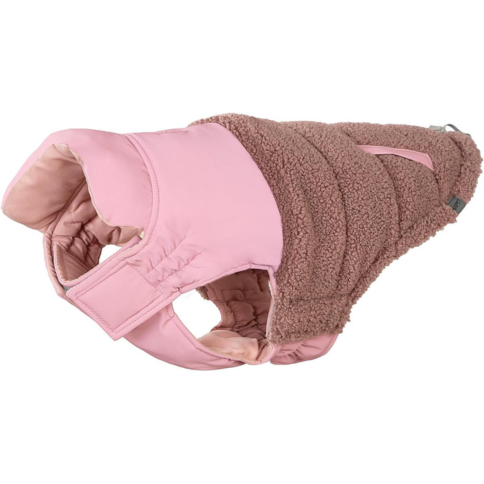 Зимовий теплий жилет для собак, фліс, зручний, регульований, водо- та вітронепроникний, з шлейкою, для маленьких/середніх собак (Рожевий, XL(Обхват грудей 42см))