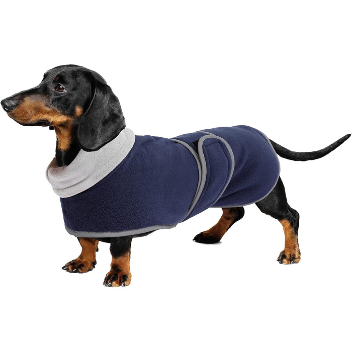 Теплий зимовий одяг для такси (дворняг) Geyecete: куртка з отвором для шлейки, регульована, Navy Blue, S (довжина спини 36-38 см)