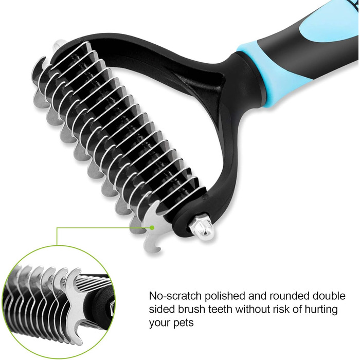 Професійний гребінь для розпушування шерсті котів та собак, 2-стороння сталева щітка для видалення ковтунів та шерсті