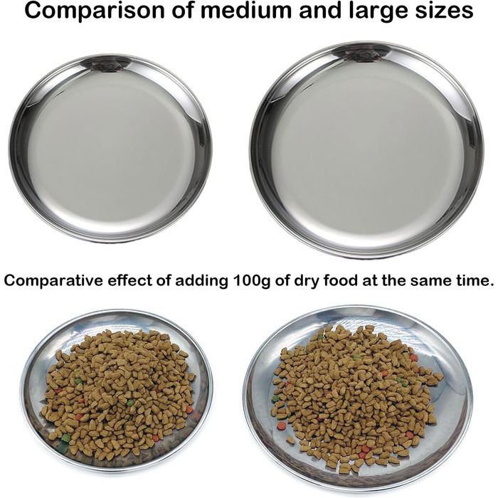 Миски для котів з нержавіючої сталі – для полегшення догляду за вусами, зменшення втоми, годівниця для котів з нековзною підкладкою (2 шт, великі)